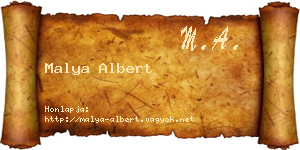 Malya Albert névjegykártya